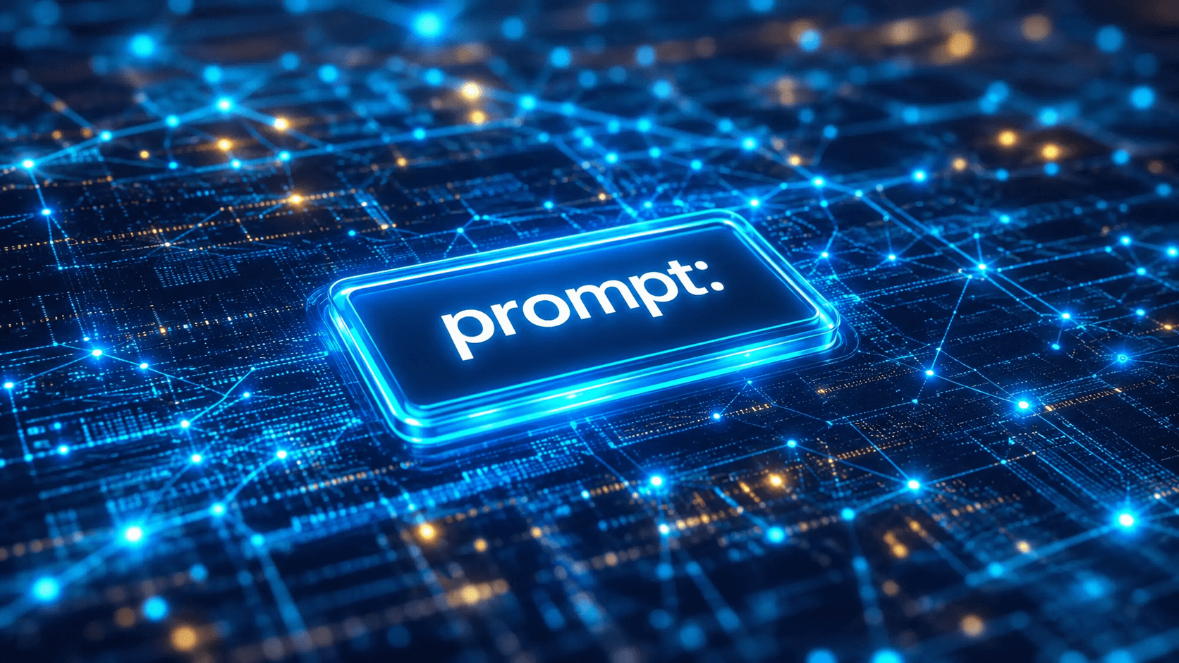 Светящаяся кнопка «prompt:» на синей цифровой сети